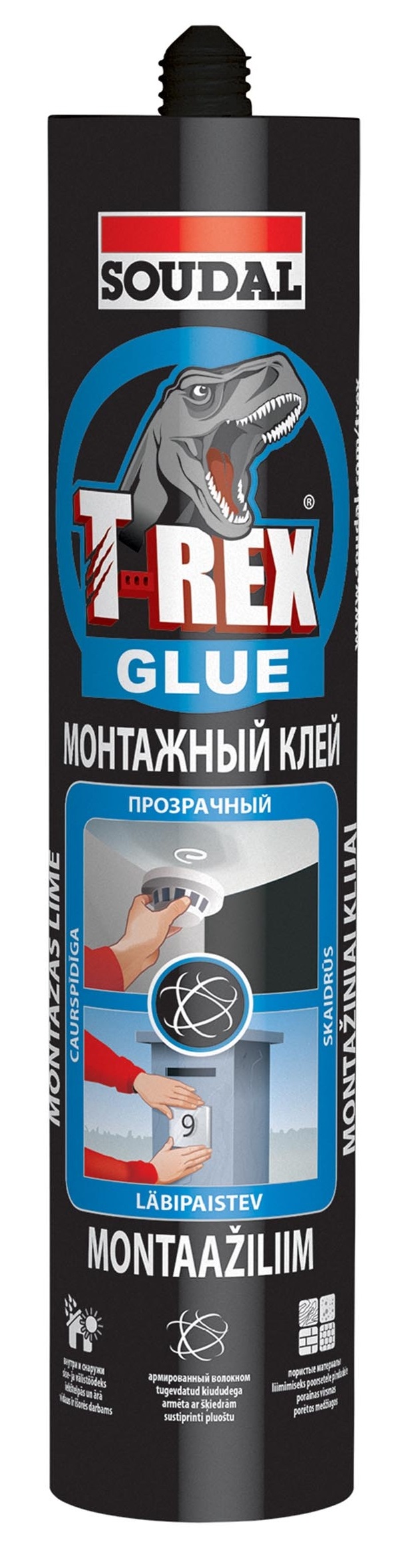 Монтажный клей Soudal T-REX высокопрочный быстросохнущий прозрачный 310г 134924