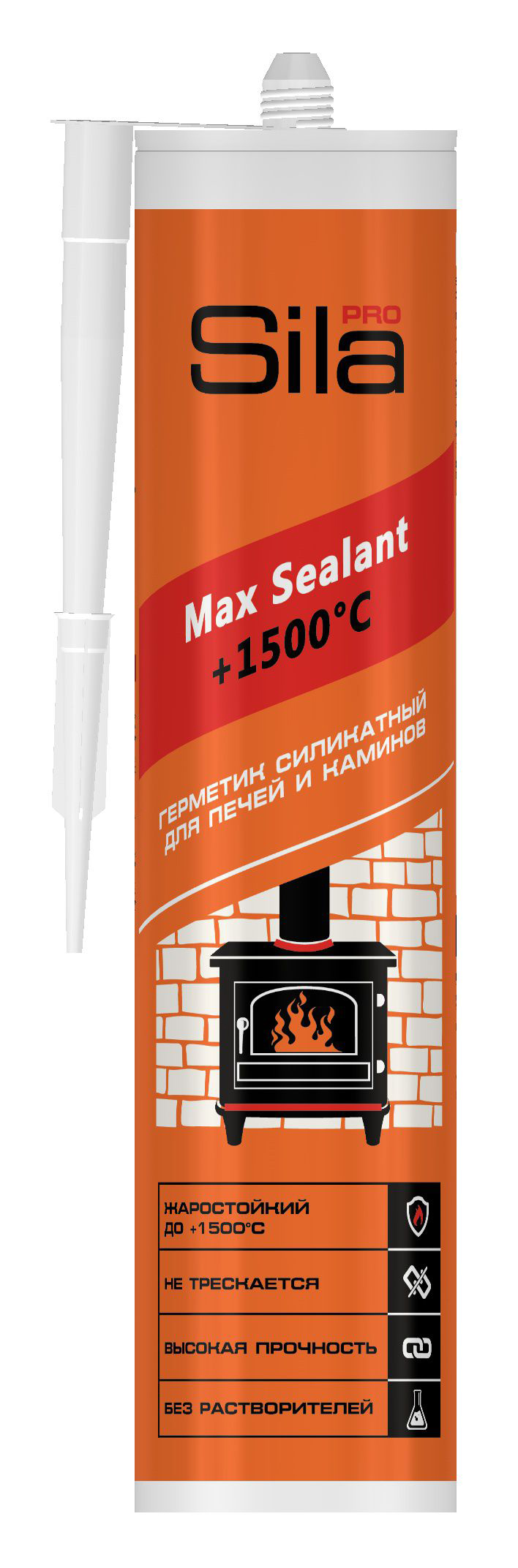 Термостойкий герметик Sila Pro Max Sealant 1500 для каминов и 280мл  SSP15280 - оптом в интернет магазине MIXTOOLS.PRO