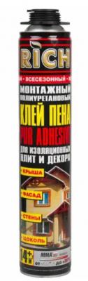 Пена-клей монтажная RICH PUR ADHESIVE всесезонная полиуретановая для плит и декора 850мл 113964