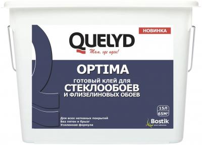 Клей обойный QUELYD Optima для флизелиновых и стеклообоев под покраску готовый 15л